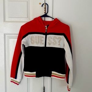 Little Girls Guess Red Rhinestone Hoodie Size 12